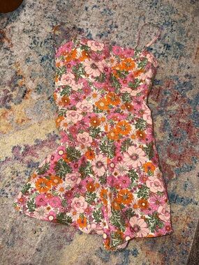 Trixxi Pink Orange Floral Romper